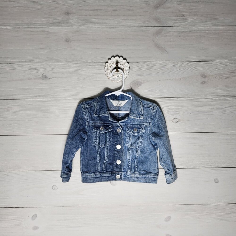 H&M Kid's Toddler Girl's Jean Jacket Denim Colorblock Snap Button Up. - Picture 2 of 5